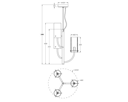 Подвесной светильник Maytoni MOD223PL-03BS