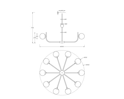 Подвесной светильник Maytoni MOD109PL-10BS