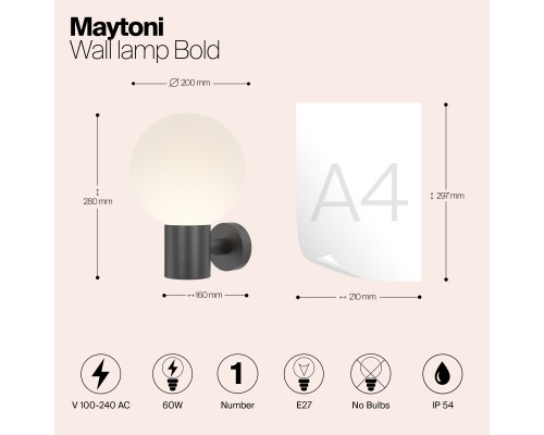 Настенный светильник (бра) Outdoor O598WL-01B