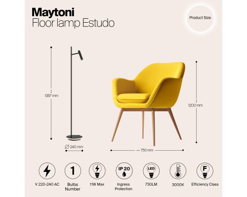 Напольный светильник (торшер) Maytoni Z010FL-L8B3K