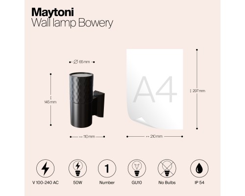 Настенный светильник (бра) Outdoor O583WL-01B