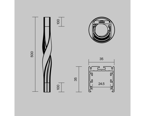 Профиль Led Strip ALM-3535R-B-T-180°-0.5M