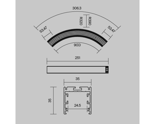 Профиль Led Strip ALM-3535R-B-D-90°-0.3M