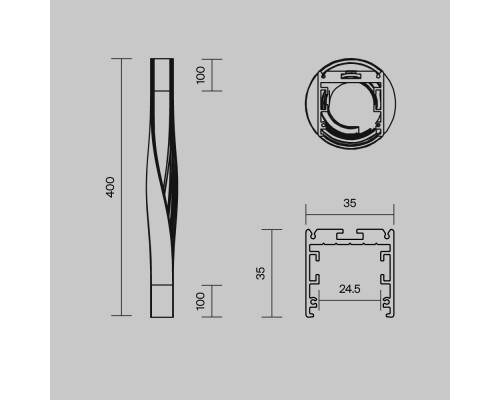 Профиль Led Strip ALM-3535R-B-TL-90°-0.4M