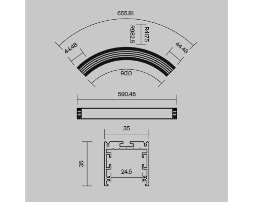 Профиль Led Strip ALM-3535R-B-D-90°-0.8M