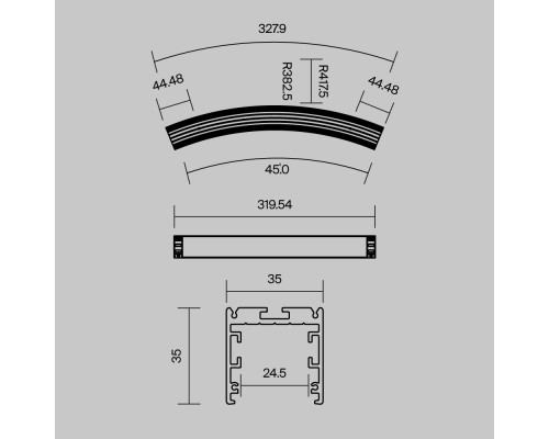 Профиль Led Strip ALM-3535R-B-D-45°-0.8M