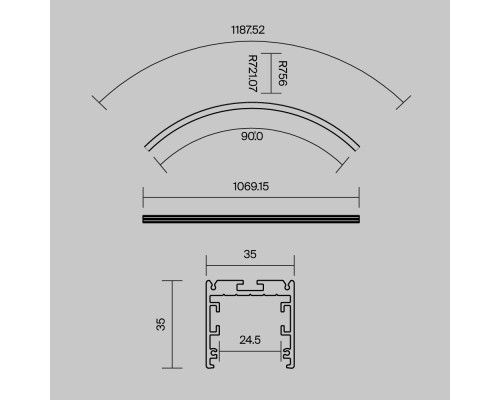 Профиль Led Strip ALM-3535R-B-IN-90°-1.5M