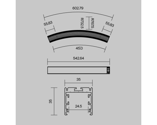 Профиль Led Strip ALM-3535R-B-D-45°-1.5M