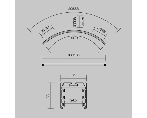 Профиль Led Strip ALM-3535R-B-D-90°-1.5M