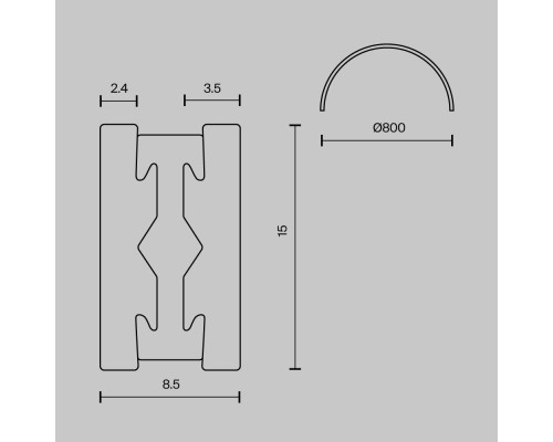 Шинопровод накладной/подвесной Technical TRX154-SR-D800-BS