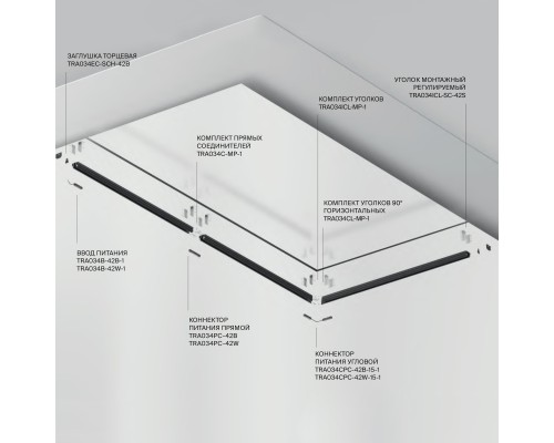 Шинопровод встраиваемый для натяжного потолка Technical TRX034-SCH-422B