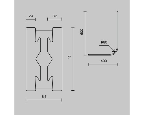 Комплектующие для систем освещения с токоведущими элементами Technical TRX154-RC80-BS
