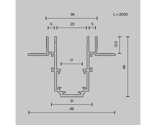 Шинопровод встраиваемый Technical TRX034LS-222B