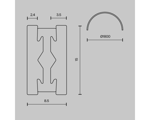 Шинопровод накладной/подвесной Technical TRX154-2SR-D1800-PT