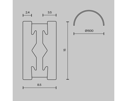 Шинопровод накладной/подвесной Technical TRX154-2SR-D1500-PT