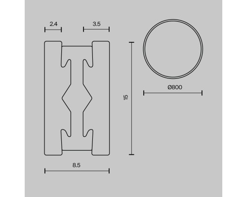 Шинопровод накладной/подвесной Technical TRX154-R-D800-PT