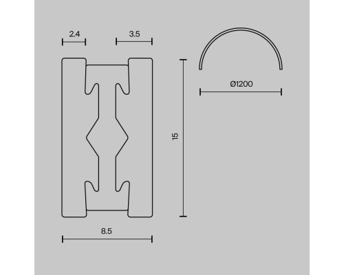 Шинопровод накладной/подвесной Technical TRX154-2SR-D1200-PT
