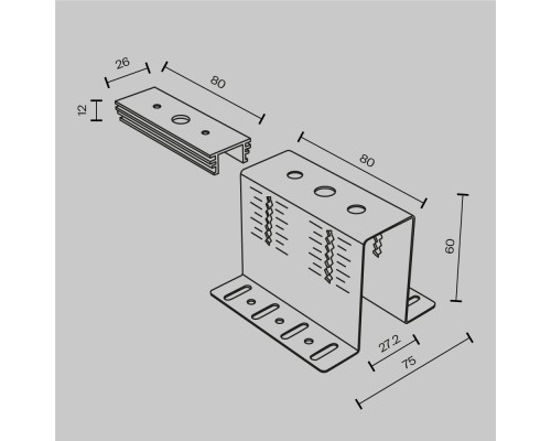 Комплектующие для накладной трековой системы Technical TRA034HCB