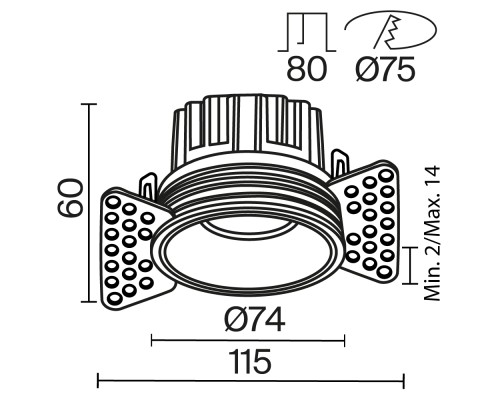 Встраиваемый светильник Technical DL058-12W3K-TRS-W