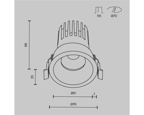 Встраиваемый светильник Technical DL117-15W-4K-B