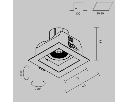 Встраиваемый светильник Technical DL008-12W2.7-3-4K-W