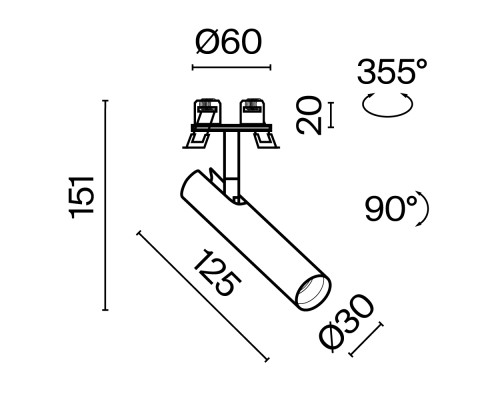 Встраиваемый светильник Technical C141RS-L125-6W3K-W