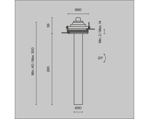 Встраиваемый светильник Technical C140TRS-L300-7W3K-B