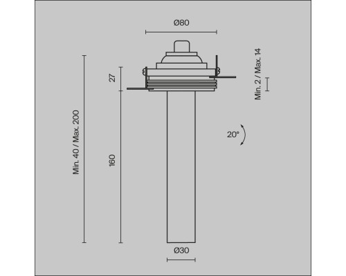 Встраиваемый светильник Technical C140TRS-L200-7W3K-W