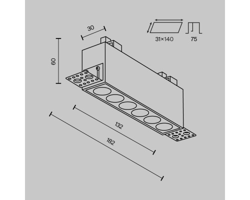 Встраиваемый светильник Technical DL065-12W3-6K-TRS-B