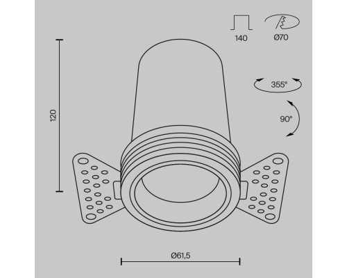 Встраиваемый светильник Technical DL125-L12-3K-TRS-W