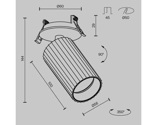 Встраиваемый светильник Technical C110CL-01-GU10-B