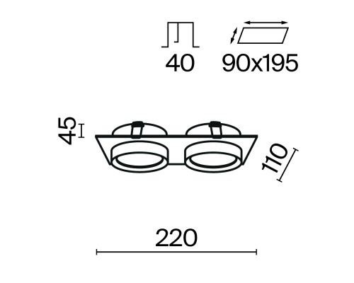 Встраиваемый светильник Technical DL086-02-GX53-SQ-B
