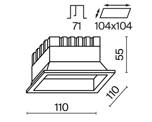Встраиваемый светильник Technical DL056-12W3-4-6K-W