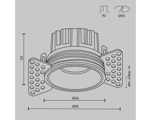 Встраиваемый светильник Technical DL058-7W2.7K-TRS-B