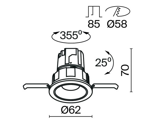 Встраиваемый светильник Technical DL057-7W3K-B