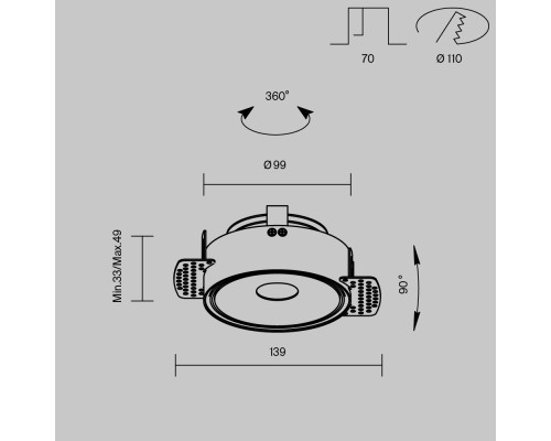 Встраиваемый светильник Technical DL060-9W3-4-6K-TRS-B