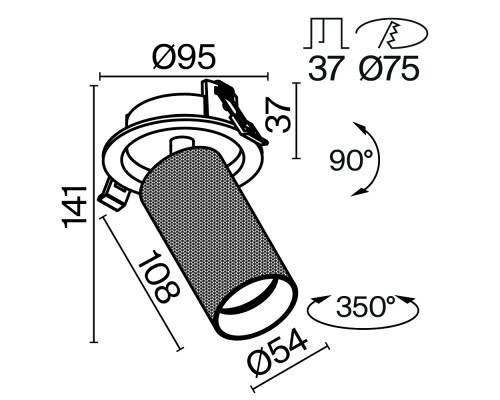 Встраиваемый светильник Technical C081CL-01-GU10-B