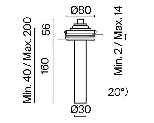 Встраиваемый светильник Technical C140TRS-L200-7W3K-B