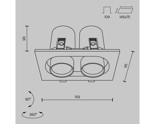 Встраиваемый светильник Technical DL045-02-10W3K-W