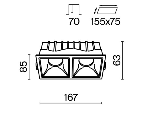Встраиваемый светильник Technical DL043-02-15W3K-SQ-WB
