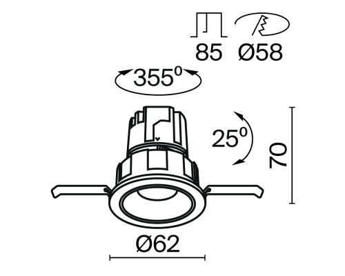 Встраиваемый светильник Technical DL057-7W4K-B