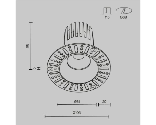 Встраиваемый светильник Technical DL121-15W-3K-TRS-W