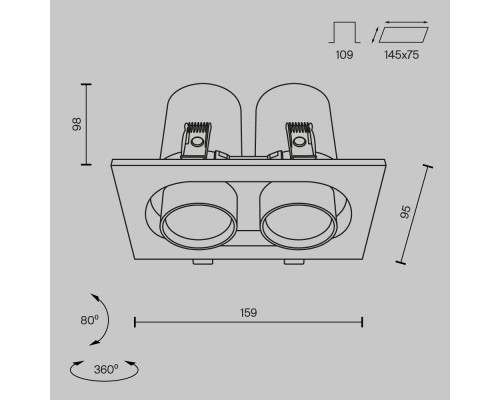 Встраиваемый светильник Technical DL045-02-10W4K-W
