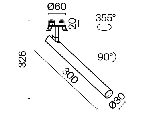 Встраиваемый светильник Technical C141RS-L300-6W3K-B
