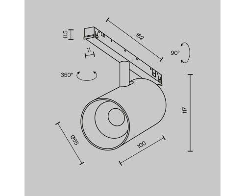 Трековый светильник Technical TR243-4-12WTW-DD2-B