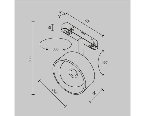 Трековый светильник Technical TR217-4-15WTW-DD-B