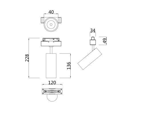 Трековый светильник Technical TR019-2-7W4K-B