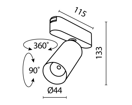 Трековый светильник Technical TR103-1-12W3K-M-B