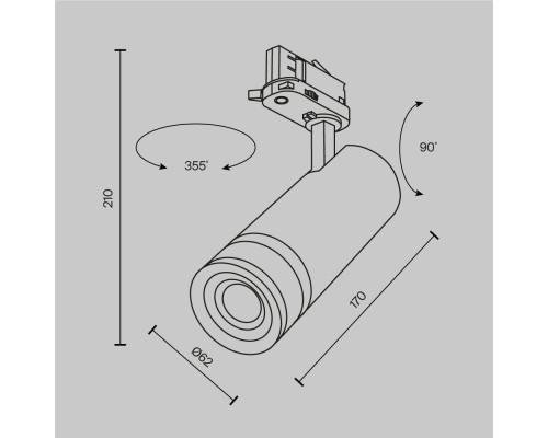 Трековый светильник Technical TR198-3-20W2.7K-Z-B