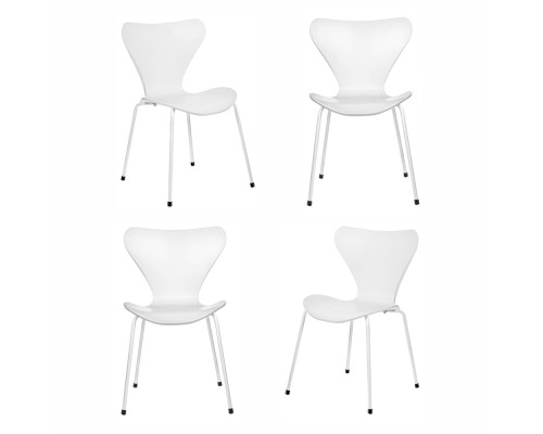 Комплект из 4-х стульев Seven Style белый с белыми ножками